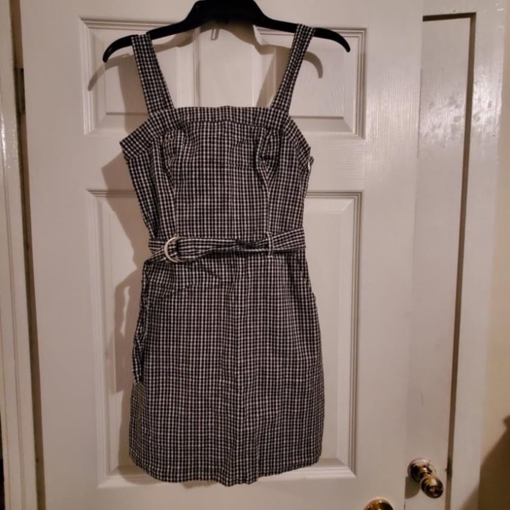 Gray and Black Sheath Mini Dress with Square Neck